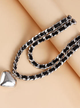 欧美跨境饰品气质绒布编织链条