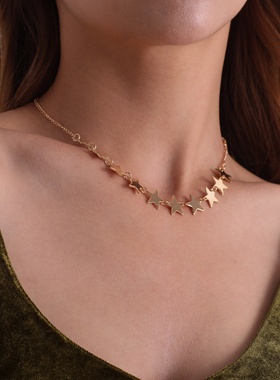 欧美跨境饰品合金五角星短款颈链