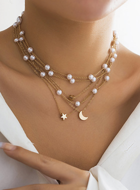 欧美跨境百搭细链条简约水钻项链