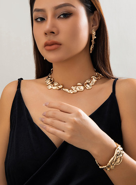 欧美跨境饰品小众熔岩金属项圈