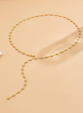 欧美跨境饰品气质长款彩色水晶