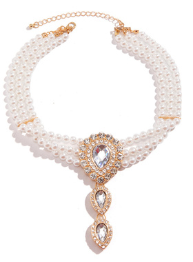 欧美跨境法式复古串珠choker颈链