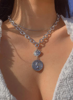 欧美跨境百搭单层爱心形流苏锁骨