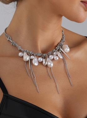 欧美跨境饰品甜酷辣妹风珍珠锥形