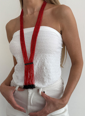 欧美跨境民族风多层米珠串珠项饰