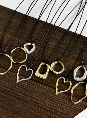 个性不规则心形镂空吊坠项链女