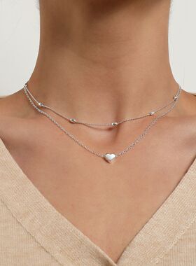 欧美跨境饰品简约桃心多层项链女