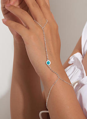 欧美跨境饰品 热卖流行恶魔之眼手链女 简约金属链条手工手串首饰