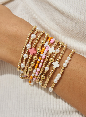 欧美跨境度假风海星十字架手串手