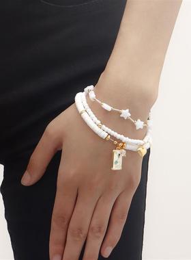 波西米亚白色软陶米珠手链套装