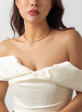 欧美跨境饰品 简约锁骨链开口线条几何颈环 金属风甜酷朋克项圈女