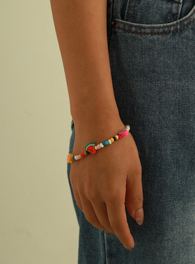 欧美跨境饰品 甜美系水果米珠项链 西瓜葡萄柚子苹果项饰手链套装