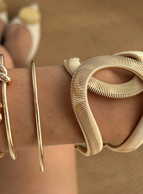 欧美潮款双c环形简约时尚手镯女 ins小众设计款手环金属风饰品