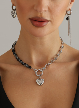 欧美跨境饰品甜酷荆棘爱心项链女