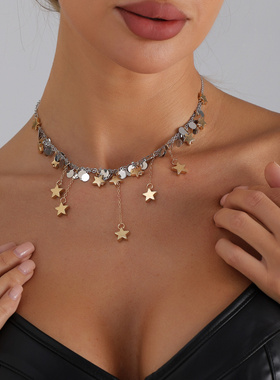 欧美跨境饰品几何多五角心圆片