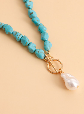 欧美跨境饰品不规则天然绿松石