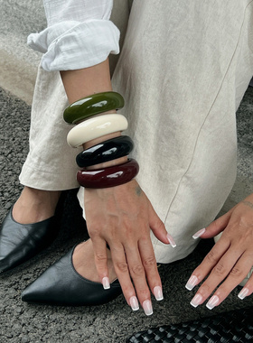 欧美跨境小众光面夸张C形宽面开