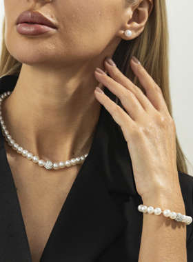 欧美跨境气质仿珍珠项链首饰套装