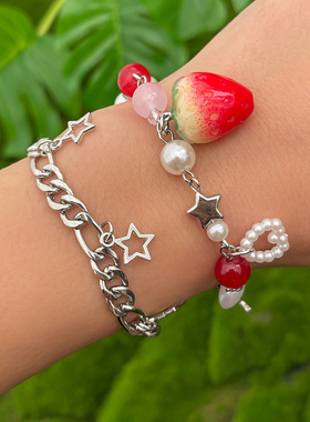 欧美跨境饰品甜美百搭草莓吊坠