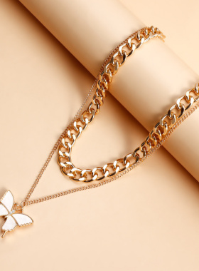 欧美外贸饰品双层时尚白色蝴蝶仿