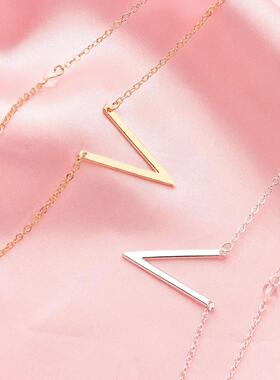 简约欧美女式V字吊坠水晶配饰
