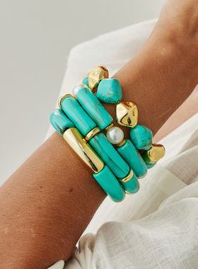 欧美跨境民族风仿松石弹力手串手