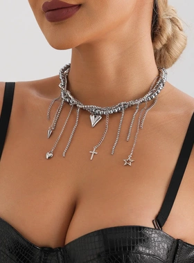 欧美跨境饰品ins甜酷风爱心水晶