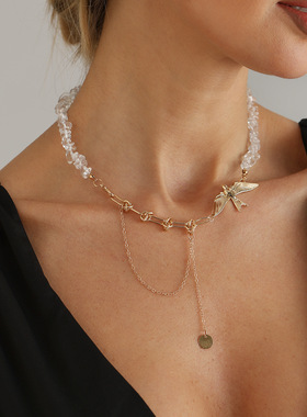 欧美跨境饰品燕子吊坠不规则水晶