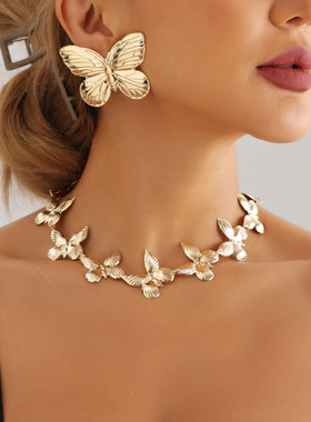 欧美跨境饰品创意夸张金属蝴蝶