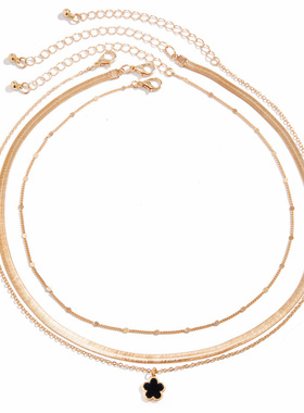 欧美跨境五叶草彩色蛇骨链套装