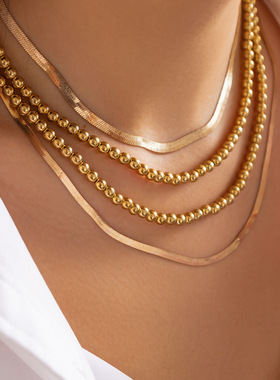 欧美跨境NECKLACE多层圆珠蛇骨