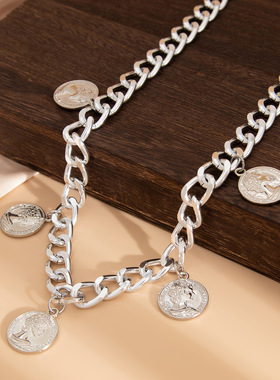 欧美necklace跨境复古钱币流苏