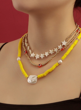 欧美跨境饰品波西米亚三层彩色软