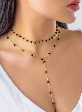 欧美跨境饰品多层叠戴复古仿水晶