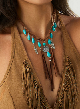 欧美跨境饰品复古民族风长款编织