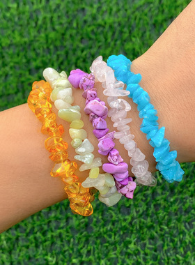 欧美田园复古串珠碎石弹力手链