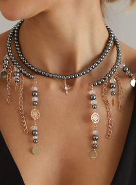 欧美跨境饰品俄式复古多层流苏串