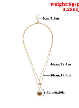 欧美跨境饰品贝壳多层项链女个性