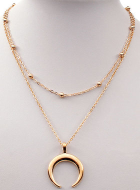 欧美跨境女式合金项链长款圆形