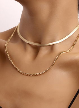 欧美跨境饰品简约双层小孔蛇骨链