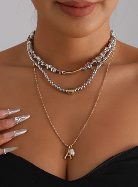 欧美跨境饰品轻奢高级感爱心字母