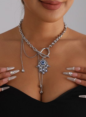 欧美跨境饰品镂空手掌恶魔之眼流