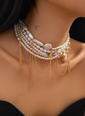 欧美跨境饰品多层大小串珠流苏