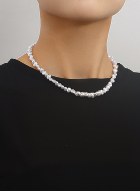 欧美跨境饰品碎银几两仿珍珠项链