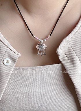 S999新中式纯银平安锁足银女生锁包时尚生日礼物小众足银项链轻奢