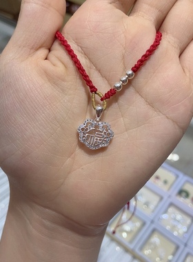 长命锁花钱男女纯银吊坠项链转运