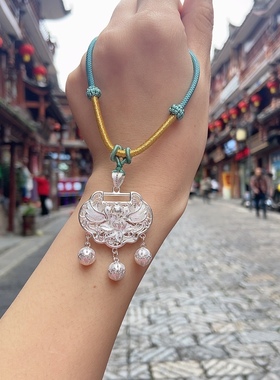 纯银平安锁镂空拉丝非遗工艺999足银长命锁宝宝满月送闺蜜生日礼