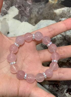 【粉醉浮金】天然水晶马达加斯加粉晶手链粉水晶蜜桃粉色手串女