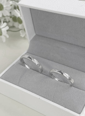 999纯银冰川情侣戒指简约高级感男女对戒网红如初素圈指环开口戒