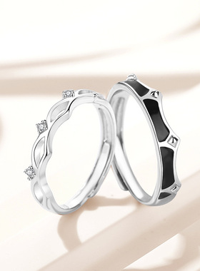 金宏宇原创设计公主与骑士情侣对戒男女小众简约ins开口戒指纯银